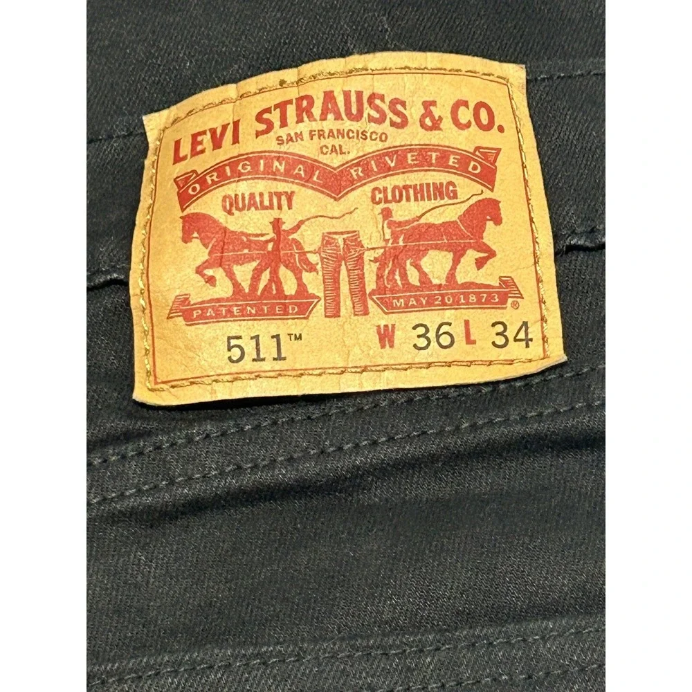 Levis Jeans‎ Mens Black Denim Pants 511 Slim Fit Premium Stretch Casual 36x34